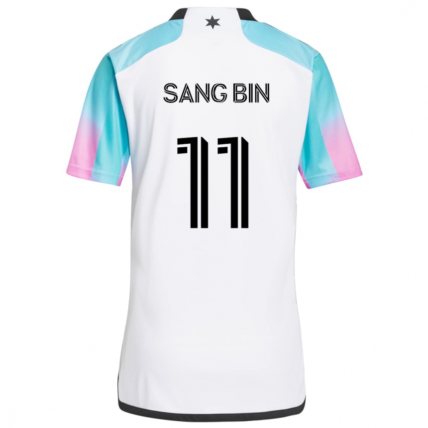 Kids Football Sang-Bin Jeong #11 White Blue Black Away Jersey 2024/25 T-Shirt Uk