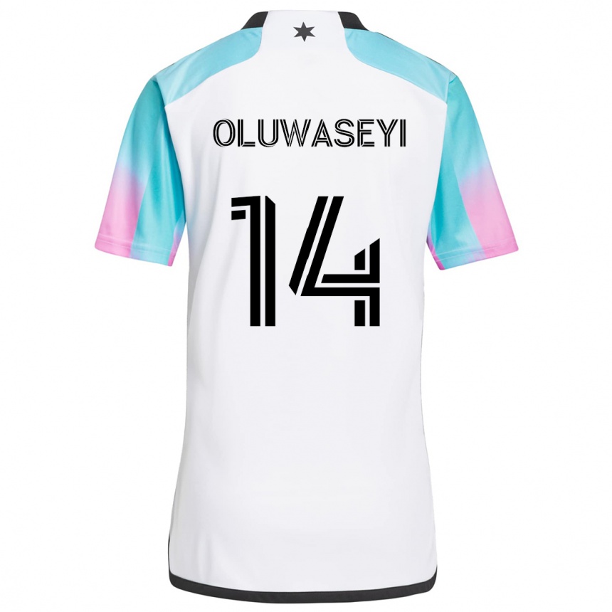 Kids Football Tani Oluwaseyi #14 White Blue Black Away Jersey 2024/25 T-Shirt Uk