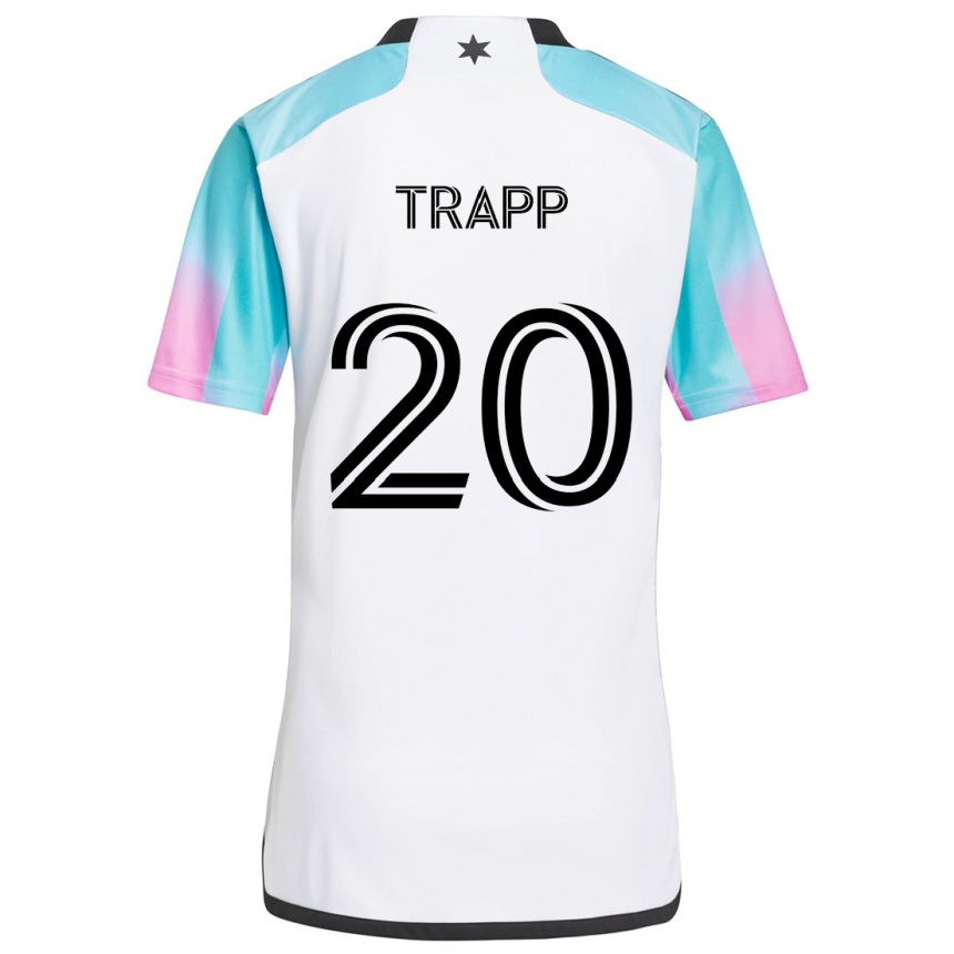 Kids Football Wil Trapp #20 White Blue Black Away Jersey 2024/25 T-Shirt Uk