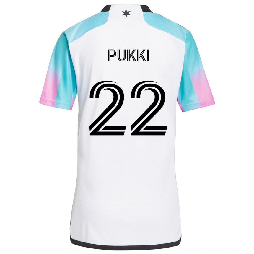 Kids Football Teemu Pukki #22 White Blue Black Away Jersey 2024/25 T-Shirt Uk