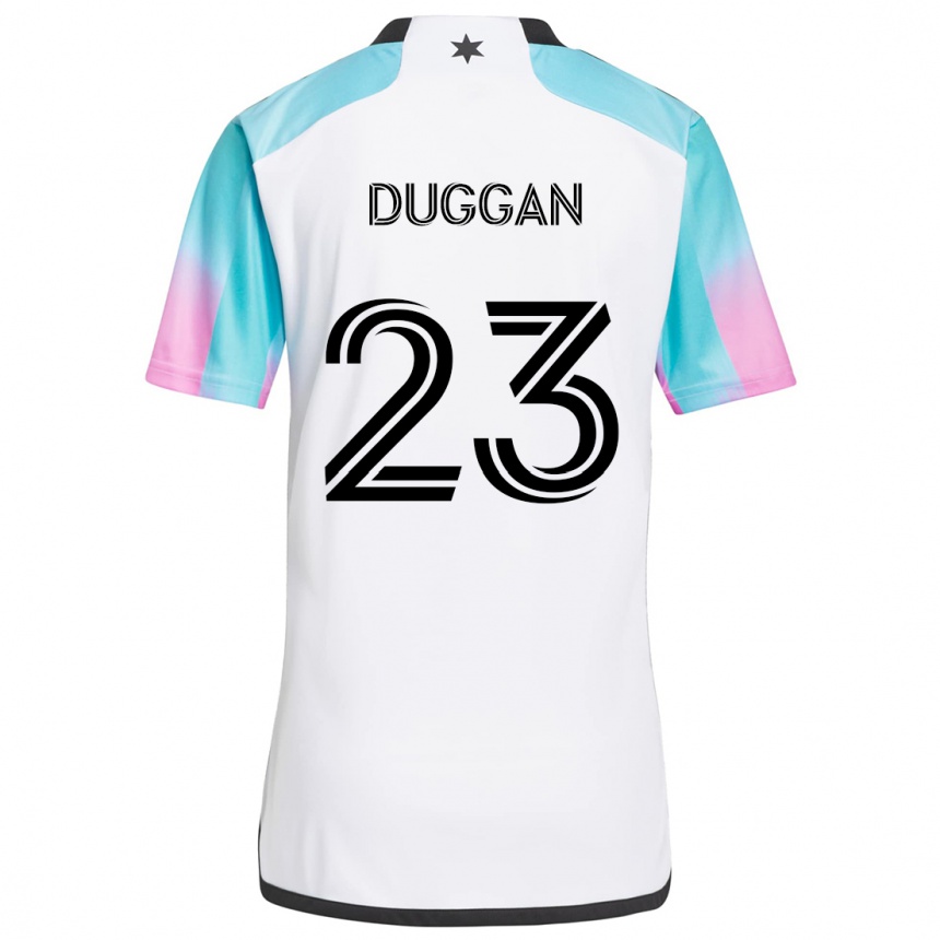 Kids Football Morris Duggan #23 White Blue Black Away Jersey 2024/25 T-Shirt Uk