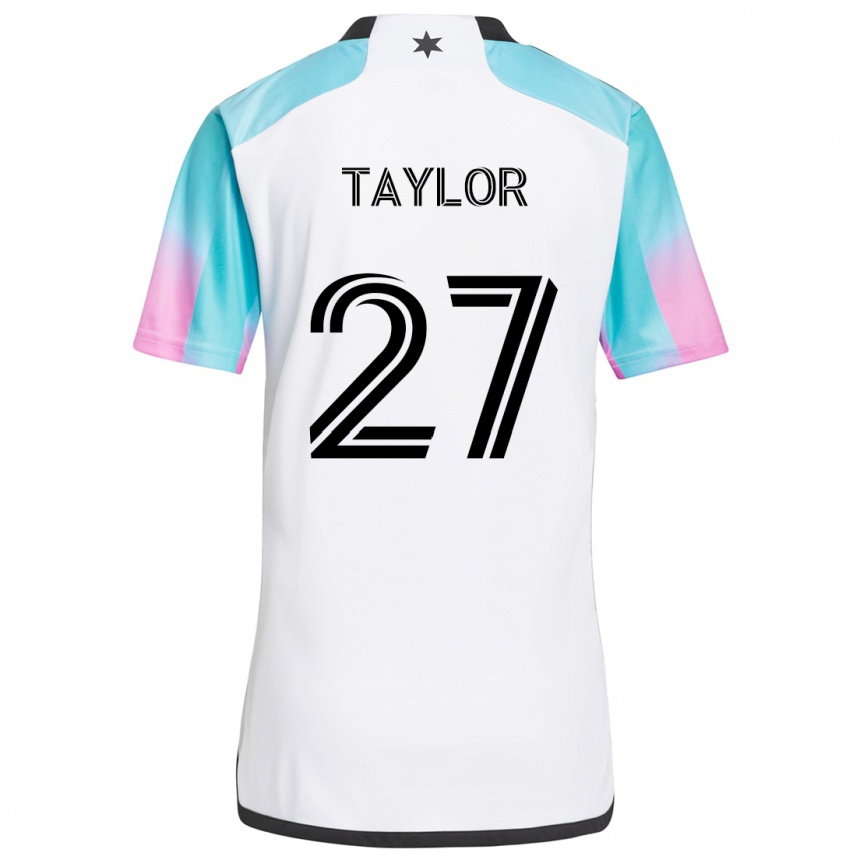 Kids Football D.j. Taylor #27 White Blue Black Away Jersey 2024/25 T-Shirt Uk