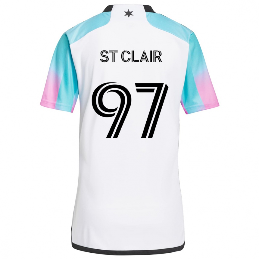 Kids Football Dayne St. Clair #97 White Blue Black Away Jersey 2024/25 T-Shirt Uk