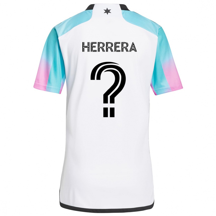 Kids Football Oscar Herrera #0 White Blue Black Away Jersey 2024/25 T-Shirt Uk