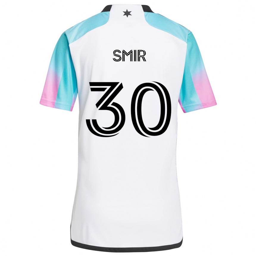 Kids Football Alec Smir #30 White Blue Black Away Jersey 2024/25 T-Shirt Uk