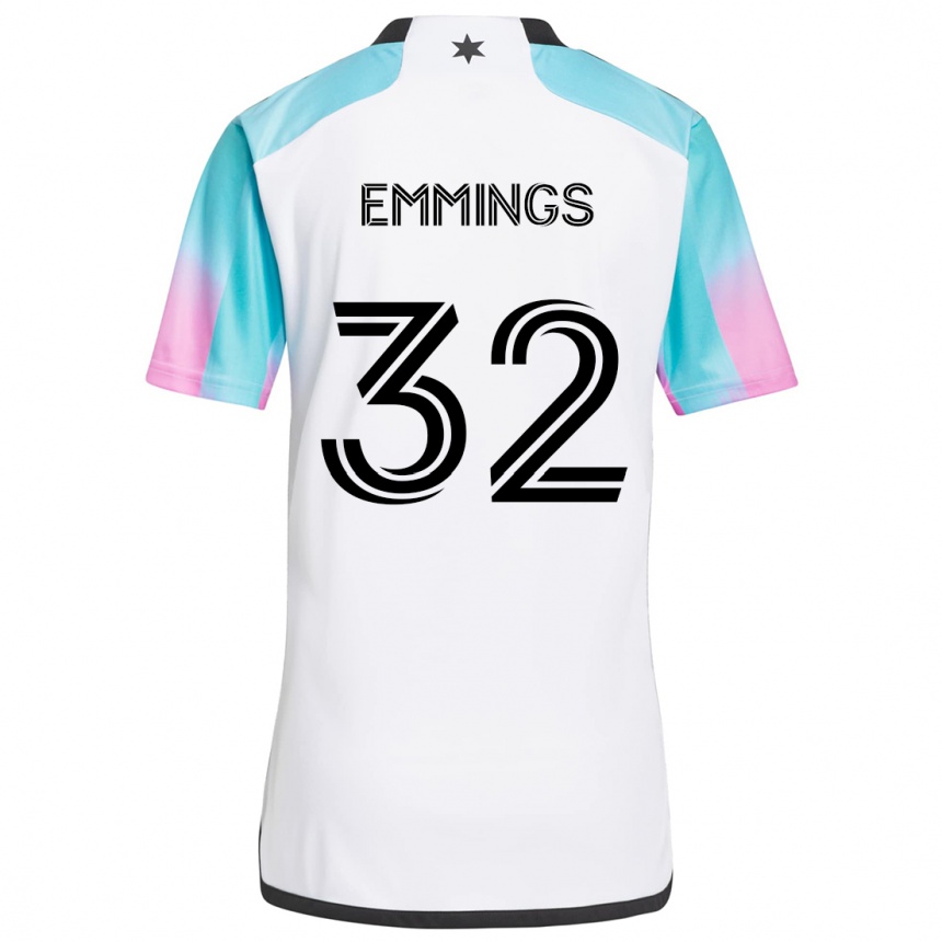 Kids Football Fred Emmings #32 White Blue Black Away Jersey 2024/25 T-Shirt Uk