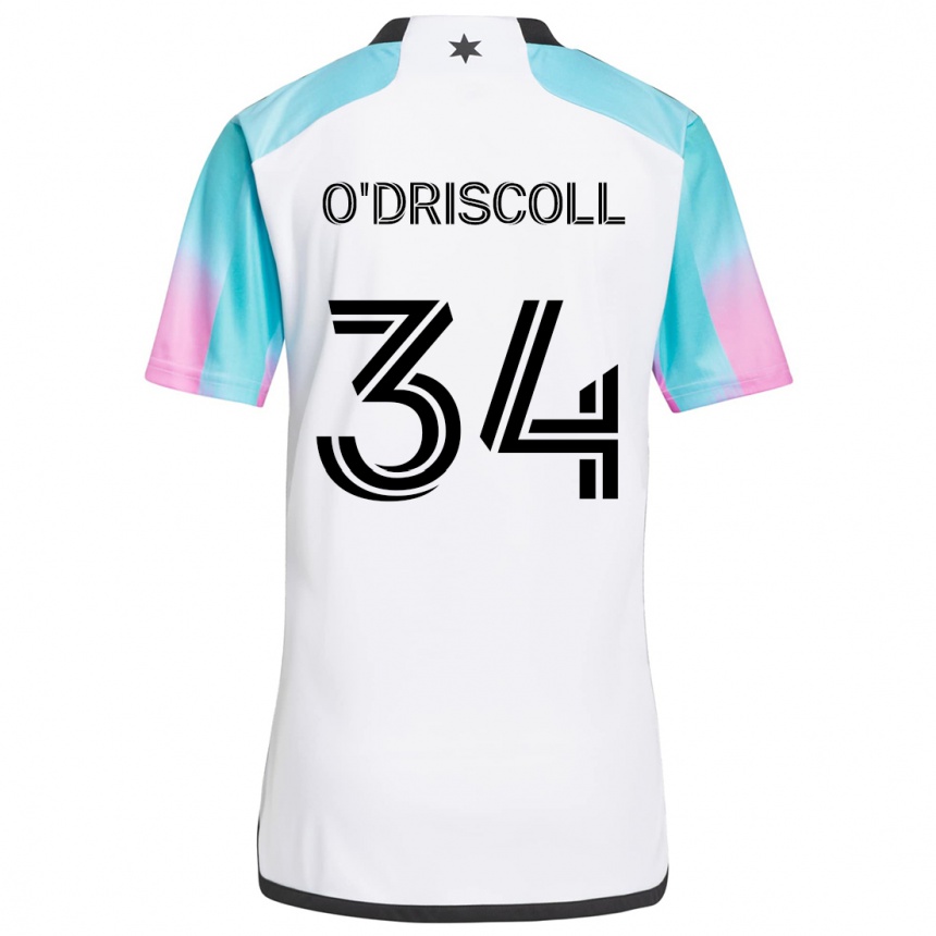 Kids Football Rory O'driscoll #34 White Blue Black Away Jersey 2024/25 T-Shirt Uk