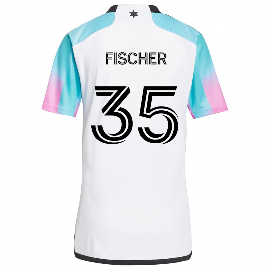 Kids Football Britton Fischer #35 White Blue Black Away Jersey 2024/25 T-Shirt Uk