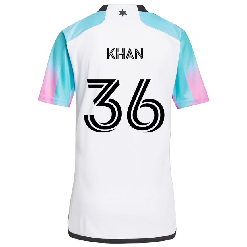 Kids Football Molik Khan #36 White Blue Black Away Jersey 2024/25 T-Shirt Uk