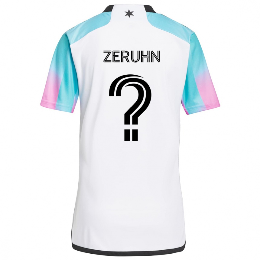 Kids Football Kai Zeruhn #0 White Blue Black Away Jersey 2024/25 T-Shirt Uk