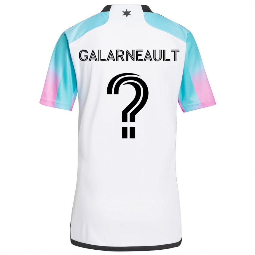 Kids Football Benjamin Galarneault #0 White Blue Black Away Jersey 2024/25 T-Shirt Uk