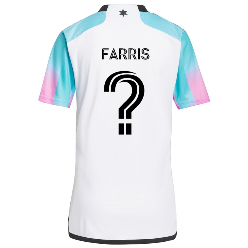 Kids Football John Farris #0 White Blue Black Away Jersey 2024/25 T-Shirt Uk