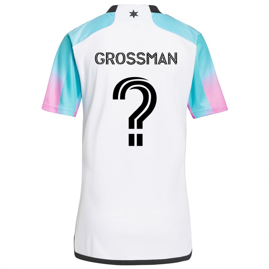 Kids Football Jack Grossman #0 White Blue Black Away Jersey 2024/25 T-Shirt Uk