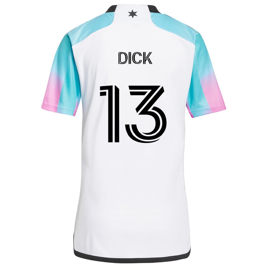 Kids Football Eric Dick #13 White Blue Black Away Jersey 2024/25 T-Shirt Uk