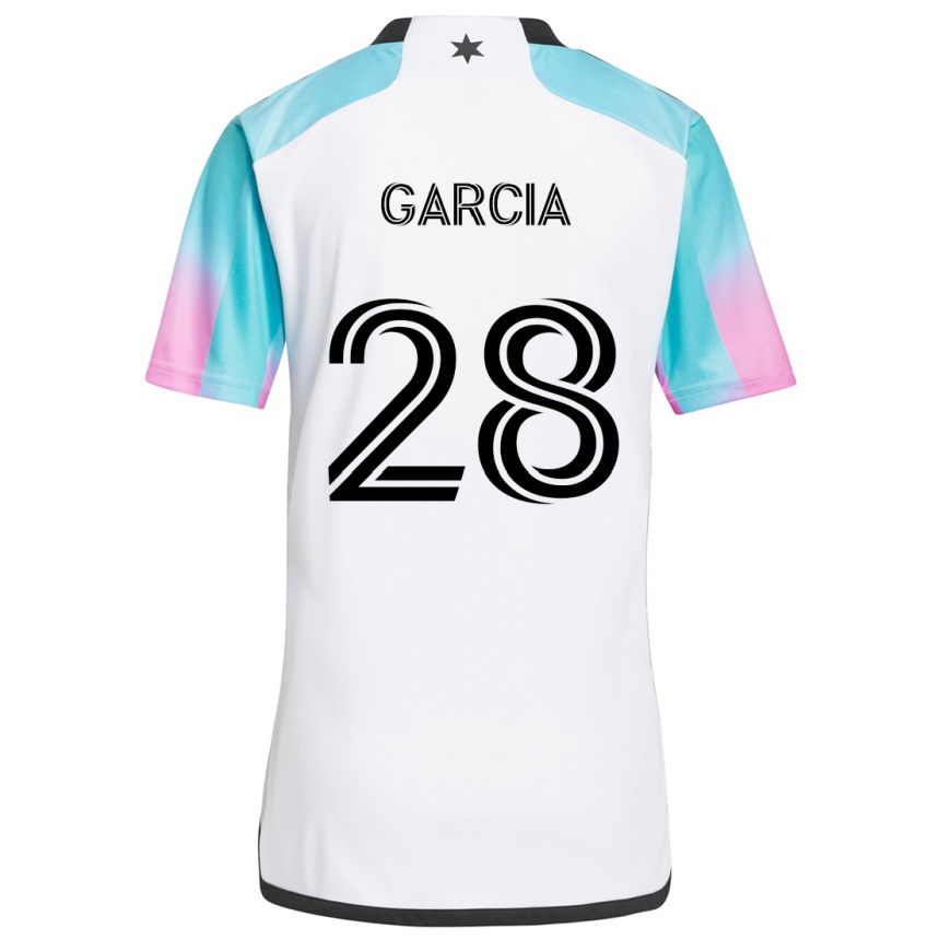 Kids Football Mender García #28 White Blue Black Away Jersey 2024/25 T-Shirt Uk