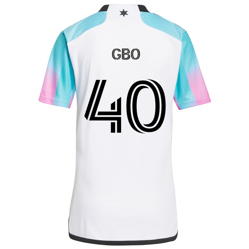 Kids Football Cedrik Gbo #40 White Blue Black Away Jersey 2024/25 T-Shirt Uk