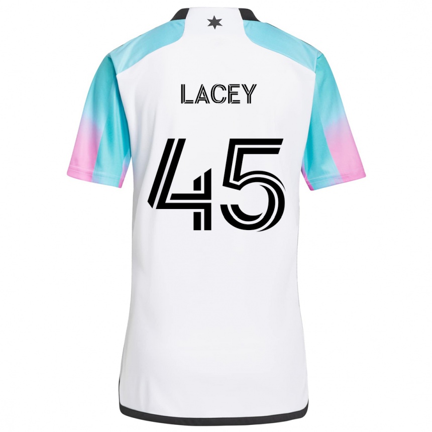 Kids Football Kameron Lacey #45 White Blue Black Away Jersey 2024/25 T-Shirt Uk