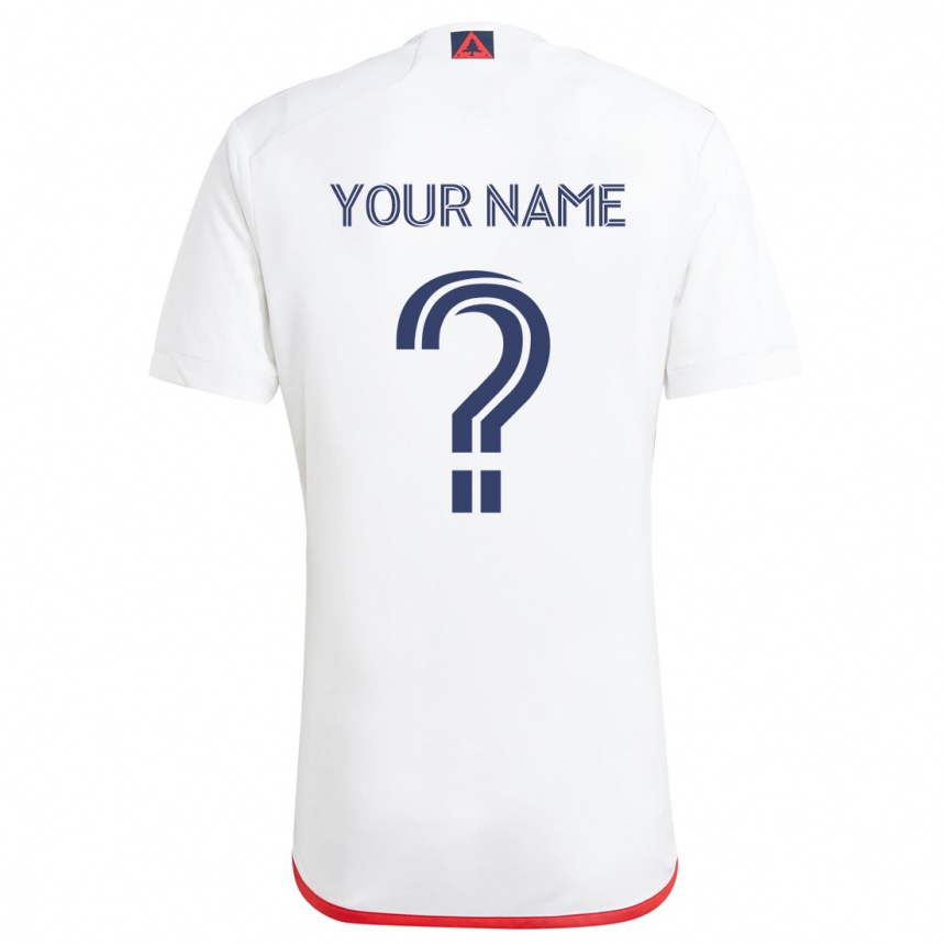 Kids Football Your Name #0 White Red Away Jersey 2024/25 T-Shirt Uk