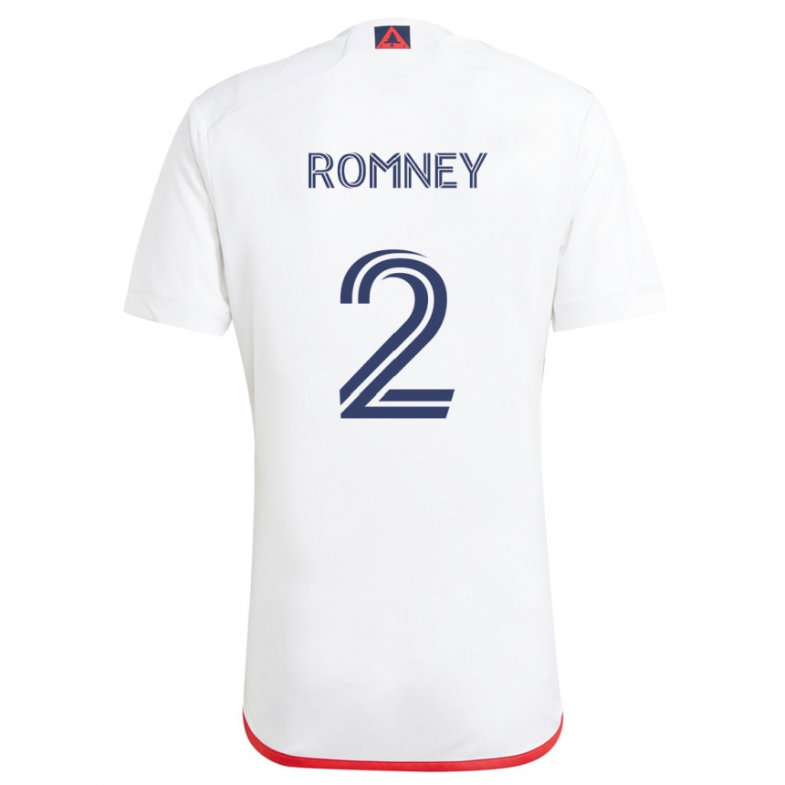 Kids Football Dave Romney #2 White Red Away Jersey 2024/25 T-Shirt Uk