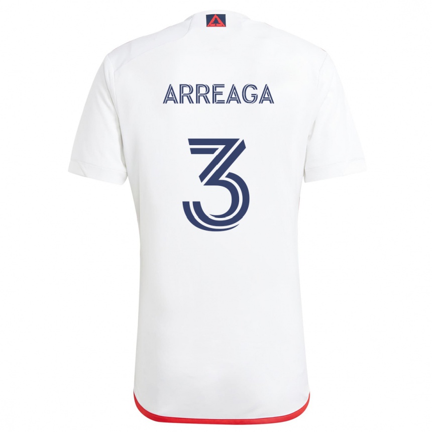 Kids Football Xavier Arreaga #3 White Red Away Jersey 2024/25 T-Shirt Uk