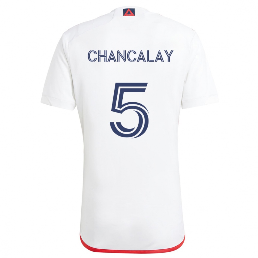 Kids Football Tomás Chancalay #5 White Red Away Jersey 2024/25 T-Shirt Uk