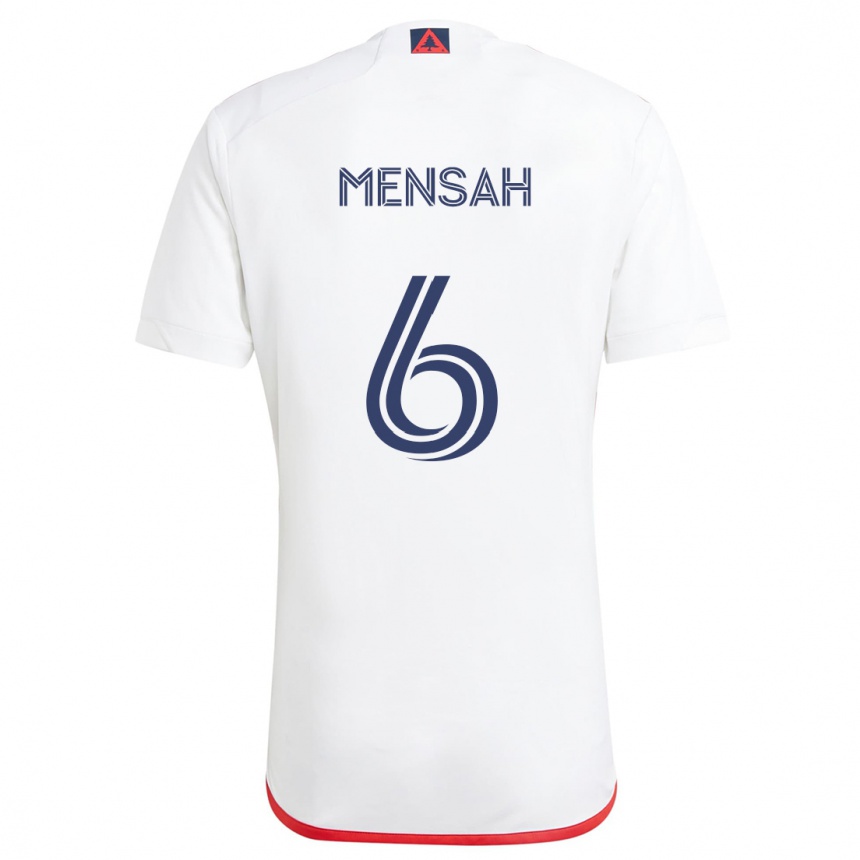 Kids Football Jonathan Mensah #6 White Red Away Jersey 2024/25 T-Shirt Uk