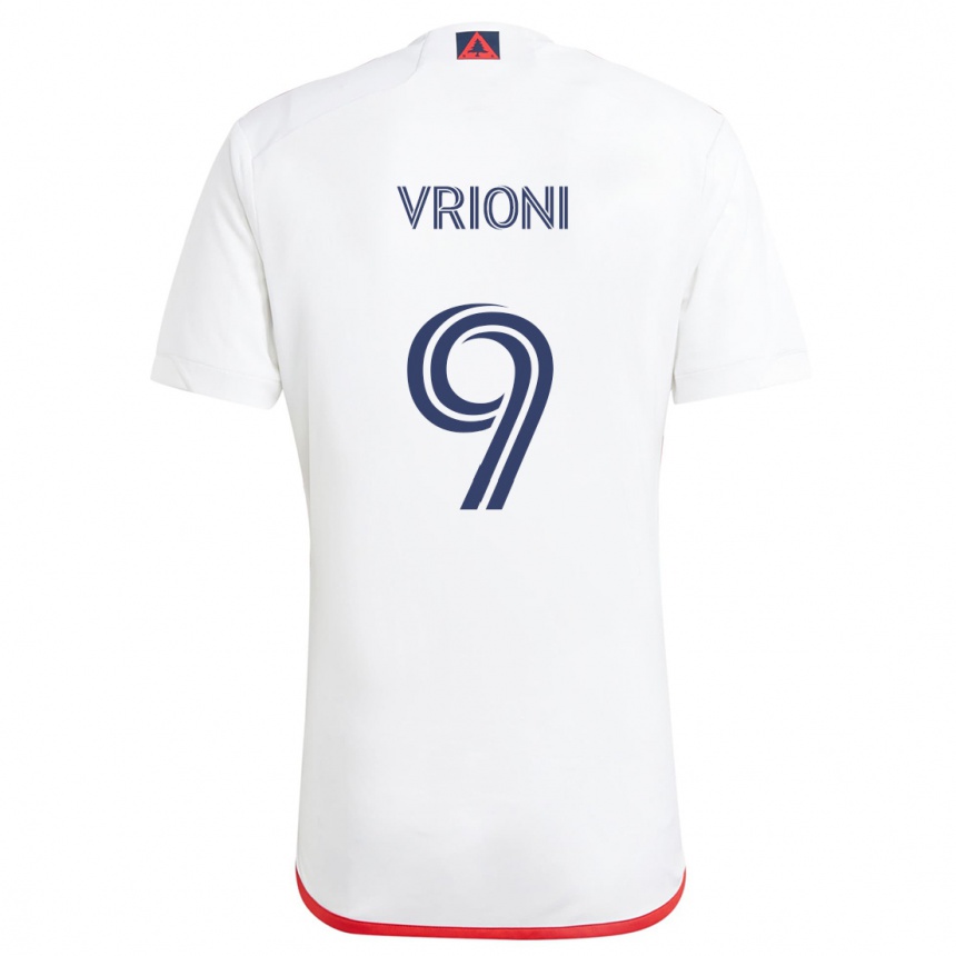 Kids Football Giacomo Vrioni #9 White Red Away Jersey 2024/25 T-Shirt Uk