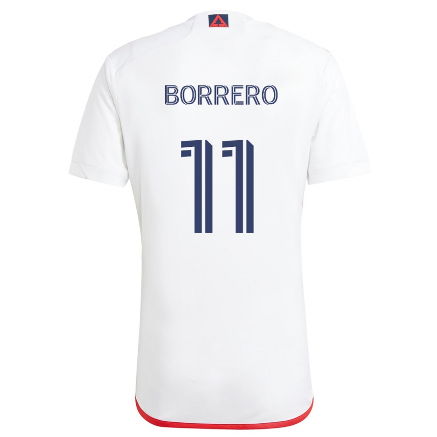 Kids Football Dylan Borrero #11 White Red Away Jersey 2024/25 T-Shirt Uk