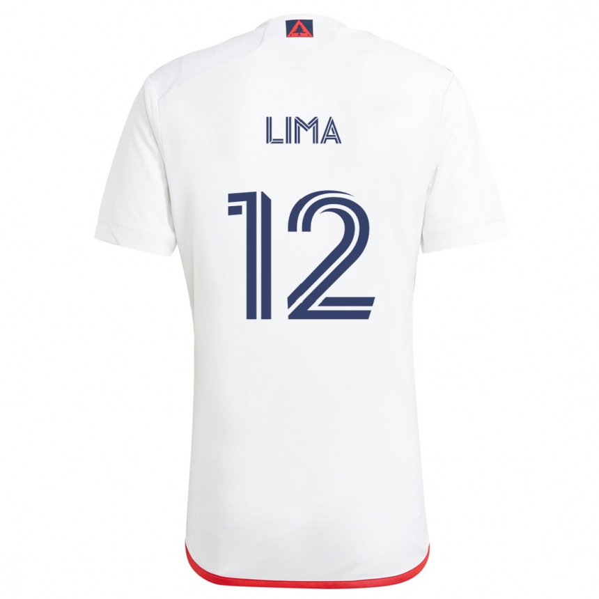 Kids Football Nick Lima #12 White Red Away Jersey 2024/25 T-Shirt Uk