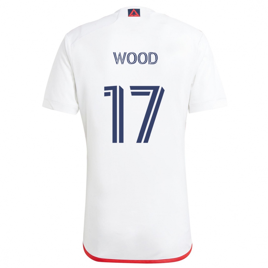 Kids Football Bobby Wood #17 White Red Away Jersey 2024/25 T-Shirt Uk