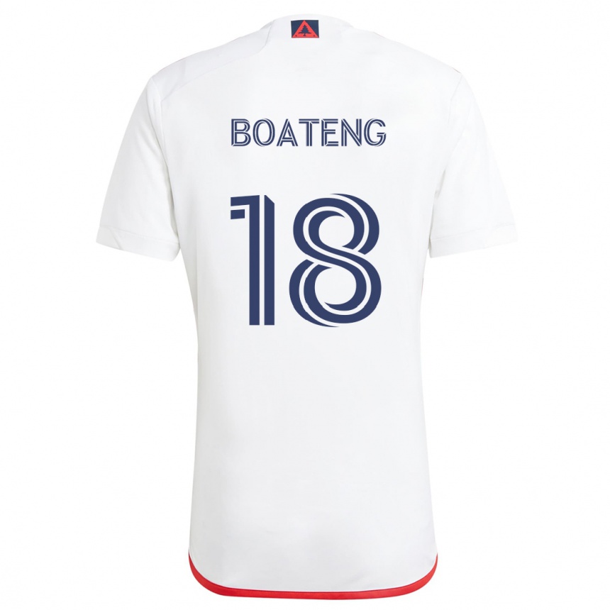 Kids Football Emmanuel Boateng #18 White Red Away Jersey 2024/25 T-Shirt Uk