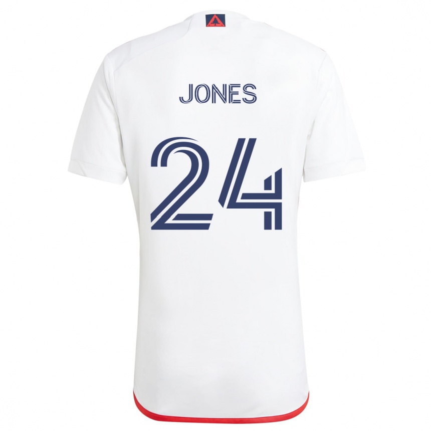 Kids Football Dejuan Jones #24 White Red Away Jersey 2024/25 T-Shirt Uk