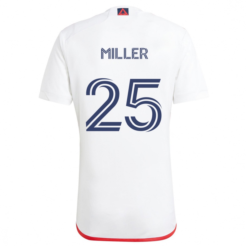 Kids Football Peyton Miller #25 White Red Away Jersey 2024/25 T-Shirt Uk