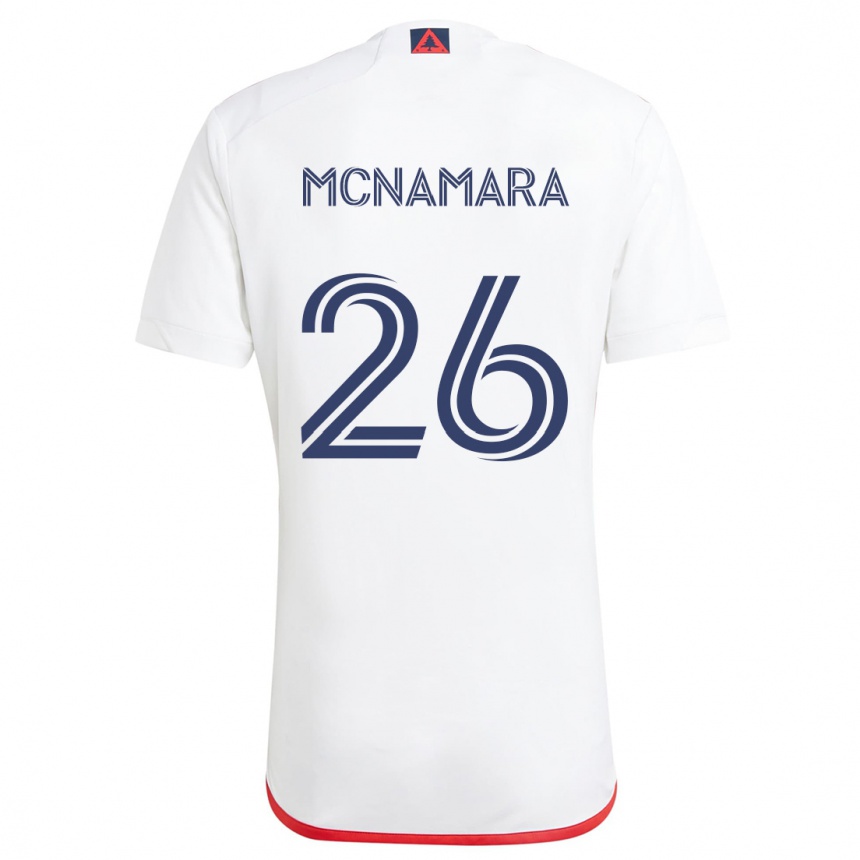 Kids Football Tommy Mcnamara #26 White Red Away Jersey 2024/25 T-Shirt Uk