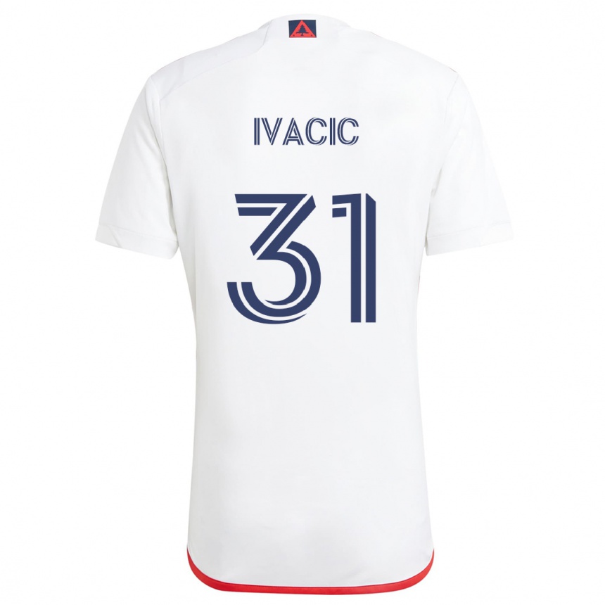 Kids Football Aljaz Ivacic #31 White Red Away Jersey 2024/25 T-Shirt Uk