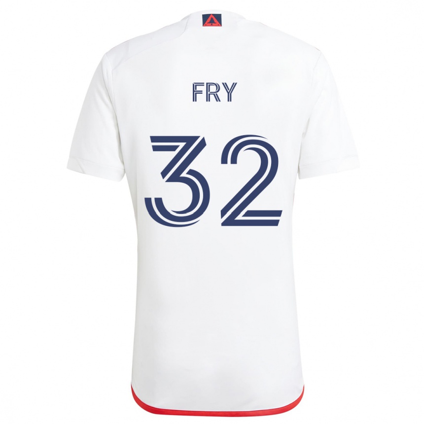 Kids Football Malcolm Fry #32 White Red Away Jersey 2024/25 T-Shirt Uk