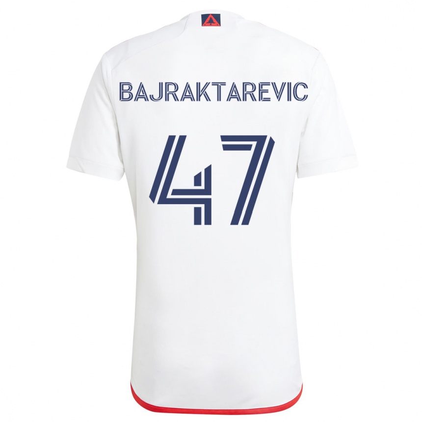 Kids Football Esmir Bajraktarevic #47 White Red Away Jersey 2024/25 T-Shirt Uk