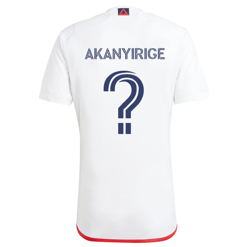 Kids Football Jacob Akanyirige #0 White Red Away Jersey 2024/25 T-Shirt Uk