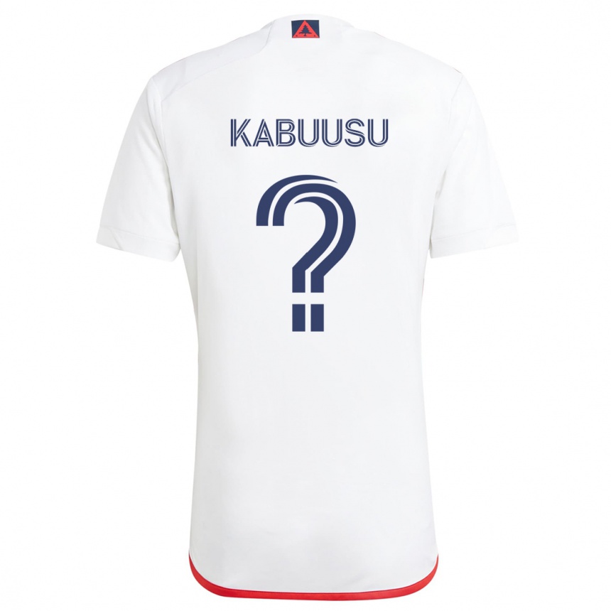 Kids Football Jamie Kabuusu #0 White Red Away Jersey 2024/25 T-Shirt Uk