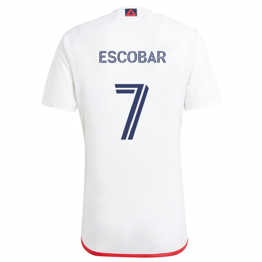 Kids Football Olger Escobar #7 White Red Away Jersey 2024/25 T-Shirt Uk