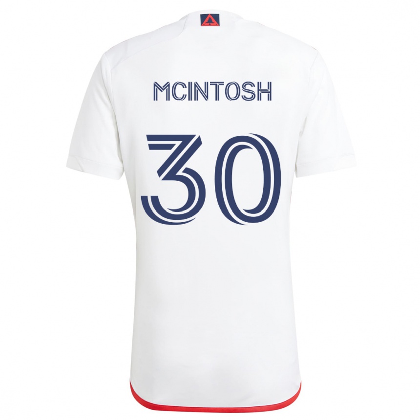 Kids Football Damario Mcintosh #30 White Red Away Jersey 2024/25 T-Shirt Uk