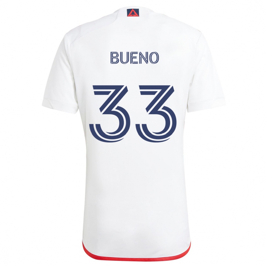 Kids Football Brandonn Bueno #33 White Red Away Jersey 2024/25 T-Shirt Uk