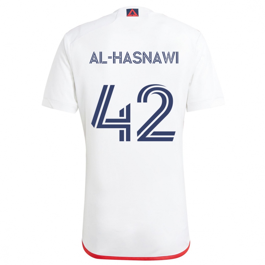 Kids Football Moshtaba Al-Hasnawi #42 White Red Away Jersey 2024/25 T-Shirt Uk