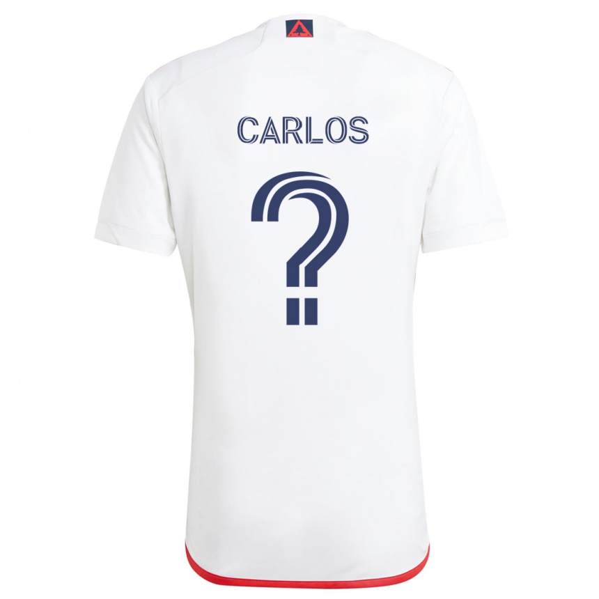 Kids Football Cristiano Carlos #0 White Red Away Jersey 2024/25 T-Shirt Uk