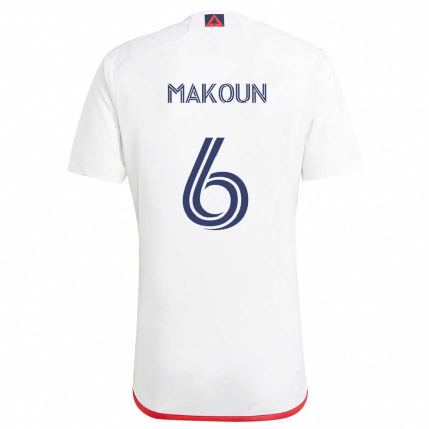 Kids Football Christian Makoun #6 White Red Away Jersey 2024/25 T-Shirt Uk