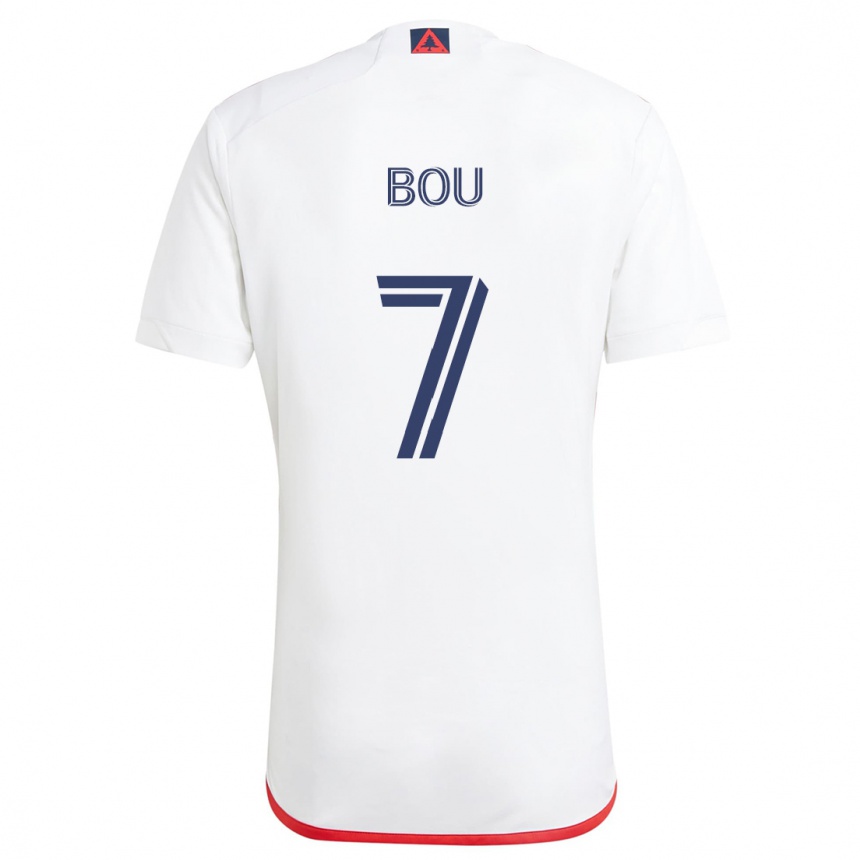 Kids Football Gustavo Bou #7 White Red Away Jersey 2024/25 T-Shirt Uk