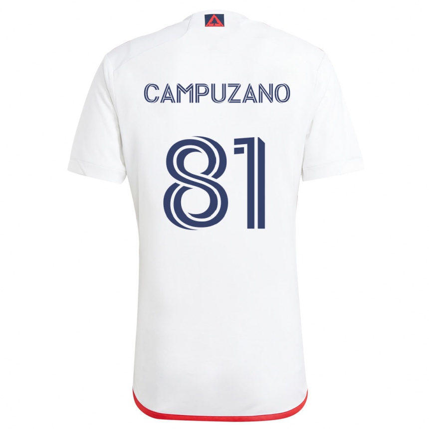 Kids Football Nico Campuzano #81 White Red Away Jersey 2024/25 T-Shirt Uk