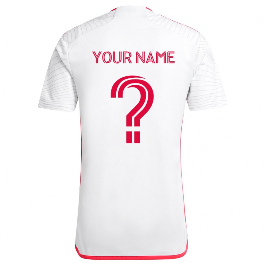 Kids Football Your Name #0 White Red Away Jersey 2024/25 T-Shirt Uk