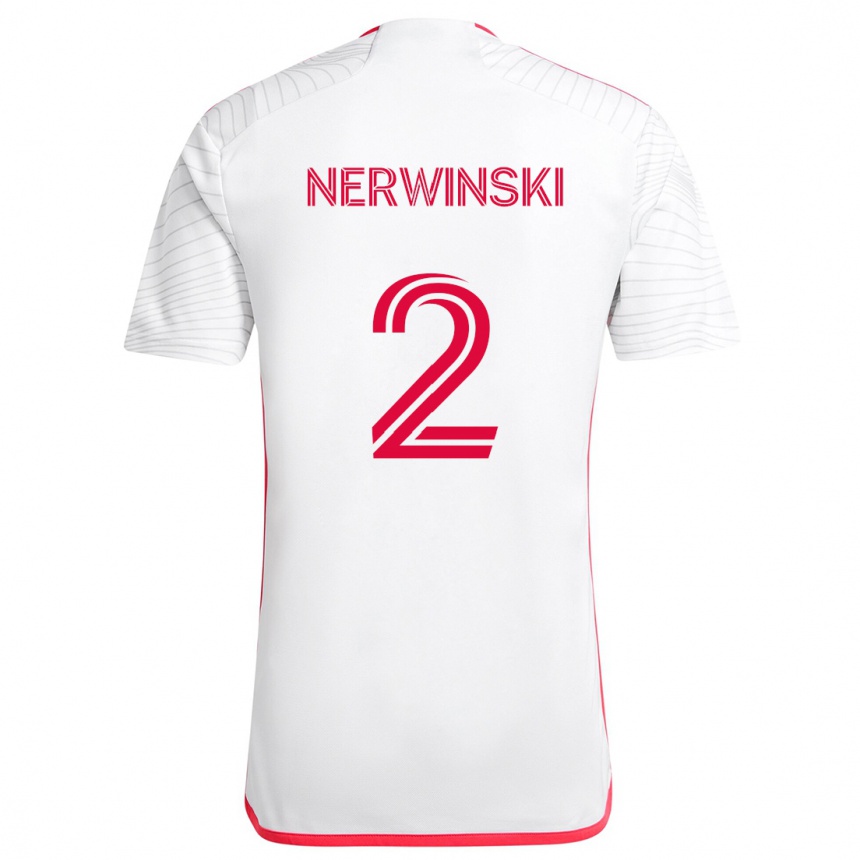 Kids Football Jake Nerwinski #2 White Red Away Jersey 2024/25 T-Shirt Uk