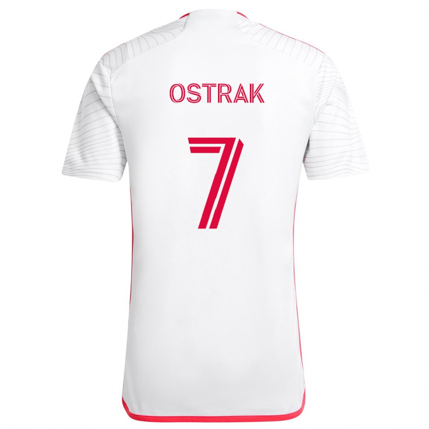 Kids Football Tomás Ostrák #7 White Red Away Jersey 2024/25 T-Shirt Uk